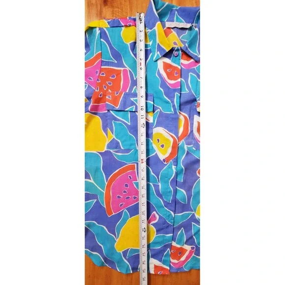 Vintage Laura Jayne Citrus Tropical Fruit Hawaiian Shirt 14 Beach 90s Maximalist - Picture 6 of 8